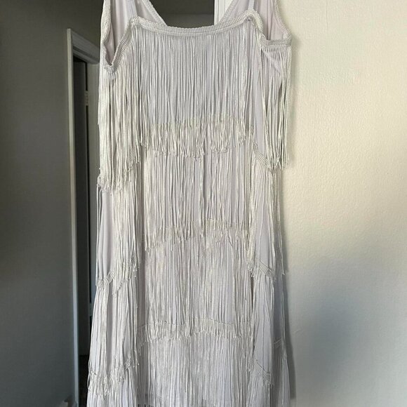 White Tassel Mini Dress Womens Medium Cowgirl Flowy Festival Western Dress - Picture 4 of 8